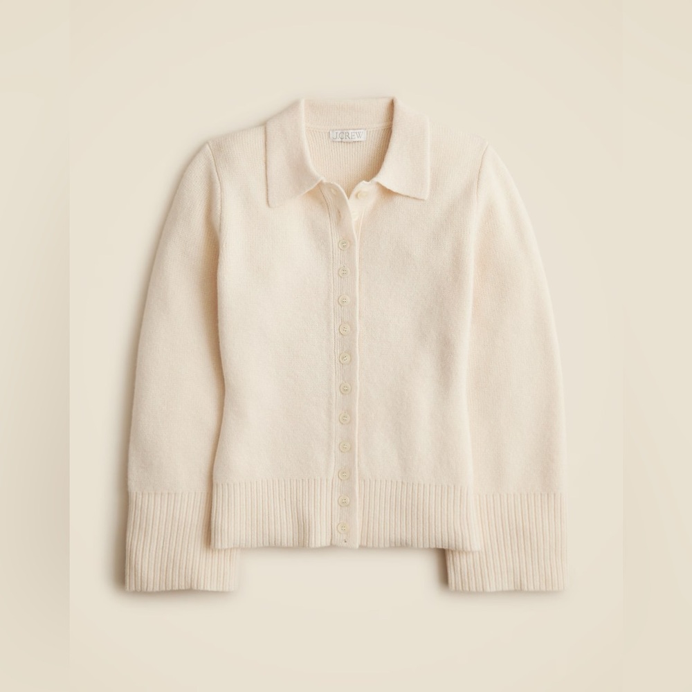 NWT J.Crew Milano-Stitch Cinched-Waist Cardigan in Ivory - Picture 5 of 10